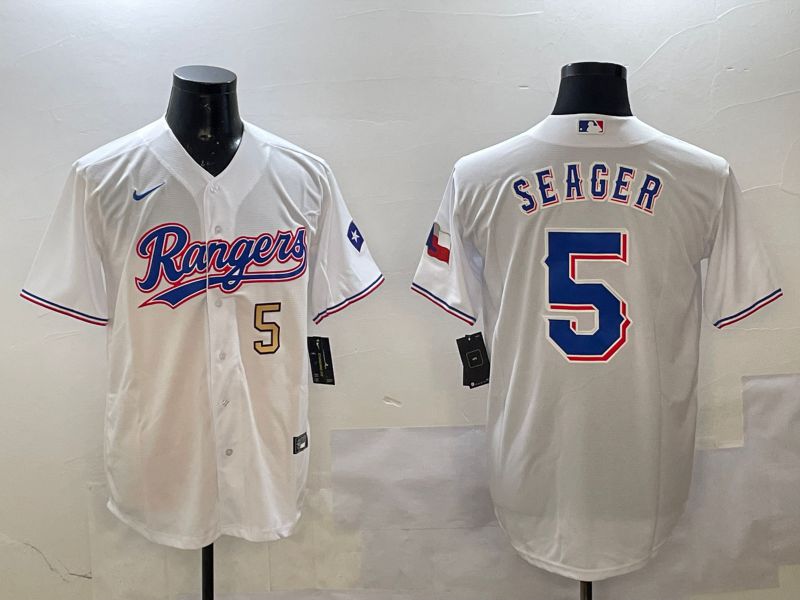 Men Texas Rangers #5 Seager White Game 2025 Nike MLB Jersey style 4->texas rangers->MLB Jersey